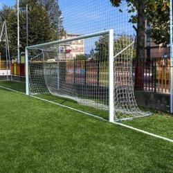 foto PORTE CALCIO IN ALLUMINIO FISSE CON TRAVERSA DIVISA m. 5x2